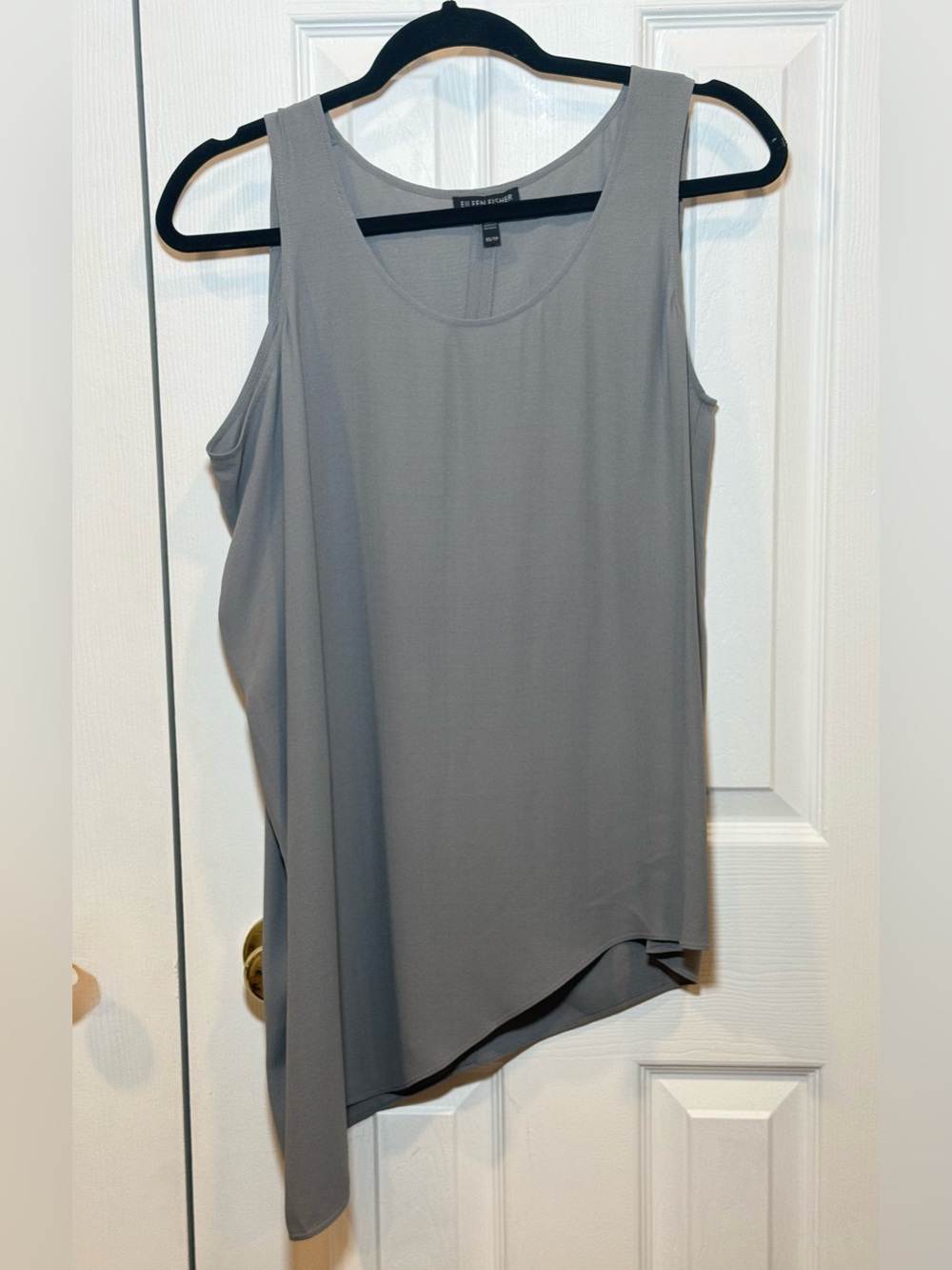 Eileen Fisher Light Gray Asymmetrical Sleeveless Tank 100%Silk